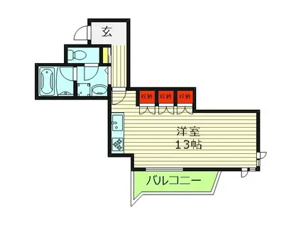 ディナスタビル(ワンルーム/6階)の間取り写真