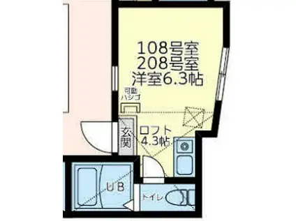ユナイト宮崎台マイ・フェア・レディ(ワンルーム/1階)の間取り写真