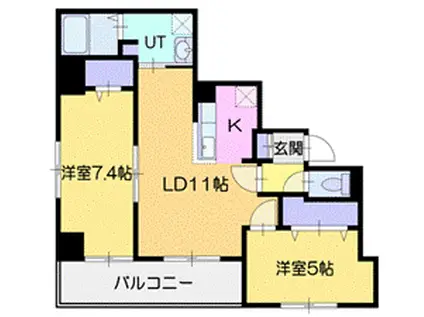 ヒルズガーデン新札幌(2LDK/10階)の間取り写真