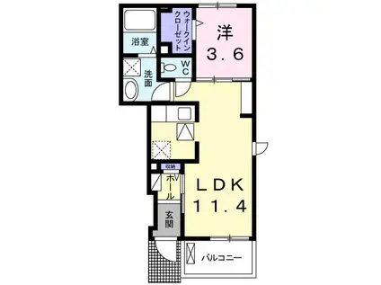 リバーフロント山手II(1LDK/1階)の間取り写真