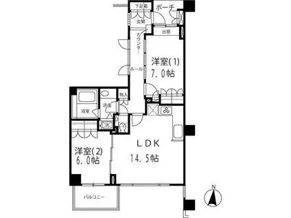 下北沢パークハウス(2LDK/5階)の間取り写真