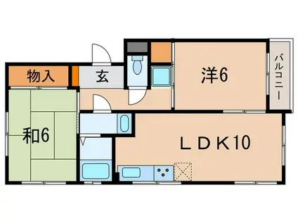 高羽マンション東館(2LDK/2階)の間取り写真