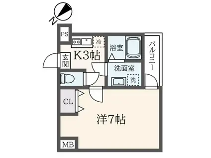 ソリッド戸塚(1K/2階)の間取り写真