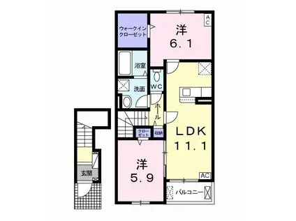 カルム ロジェ I(2LDK/2階)の間取り写真
