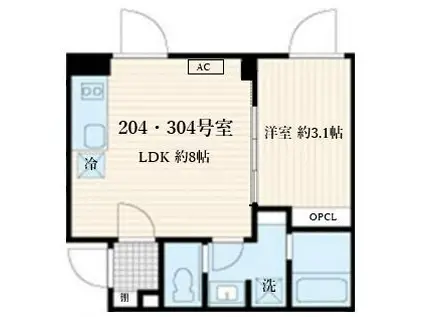 スクルド神楽坂(1LDK/3階)の間取り写真