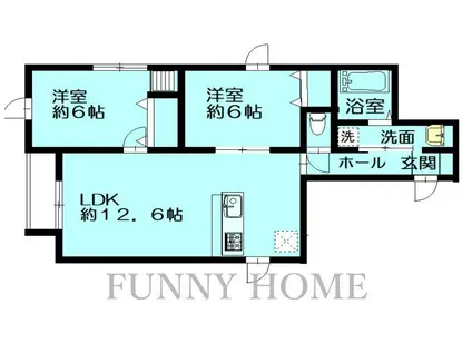 若林4丁目アパート(2LDK/2階)の間取り写真