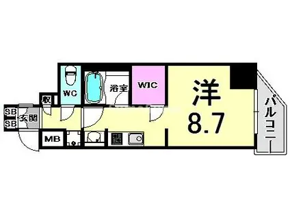 アスヴェル神戸元町海岸通(ワンルーム/10階)の間取り写真