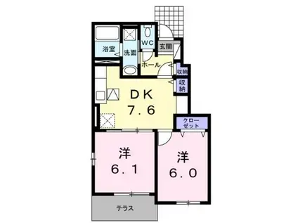 セレーノ BF II(2DK/1階)の間取り写真