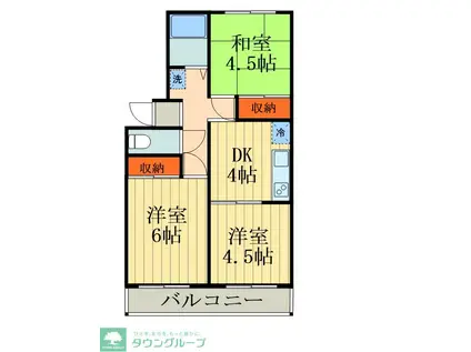 ツチヤハイツA・B (3DK/2階)の間取り写真