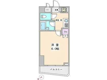 ルーブル下北沢(1K/6階)の間取り写真