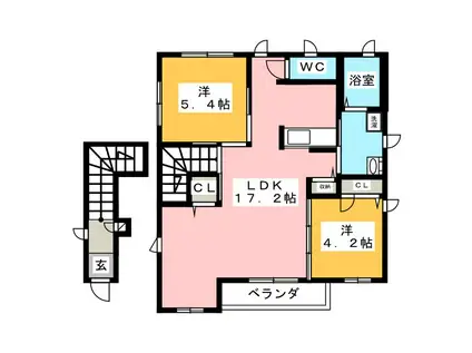 PURE BLUEC(2LDK/2階)の間取り写真