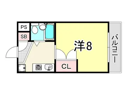 グランメール園田(1K/2階)の間取り写真