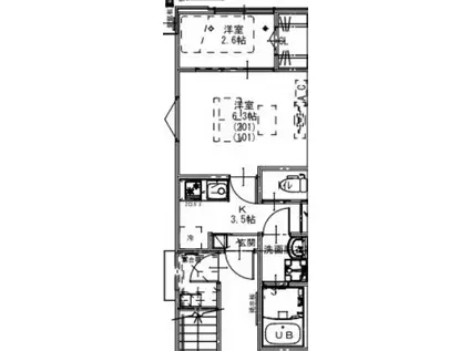 ケイアイ レジデンス 新松戸I(2K/2階)の間取り写真