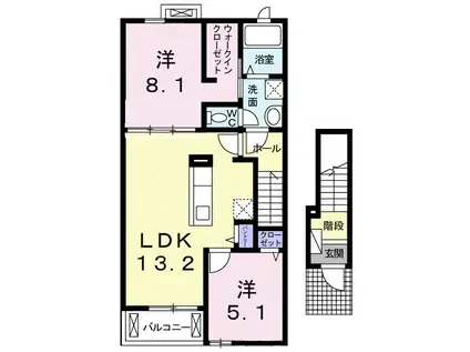 シュトラール(2LDK/2階)の間取り写真