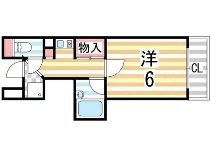 サンビュー(1K/2階)の間取り写真