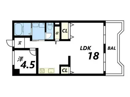 コーポラス今宿(1LDK/5階)の間取り写真