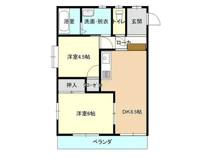 リバティープラザ袋町(2DK/5階)の間取り写真