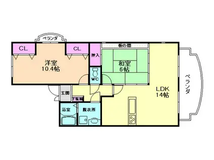 RIVERJOINTII(2LDK/3階)の間取り写真