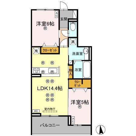 エグレットテラスII(2LDK/2階)の間取り写真