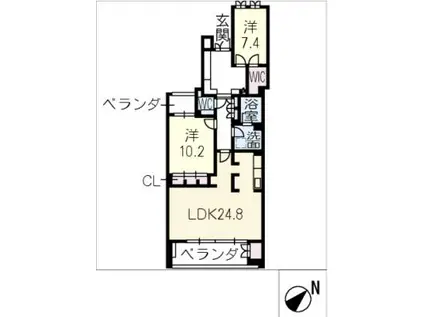 ライオンズヒルズ本山グランフォート 502号(2LDK/5階)の間取り写真