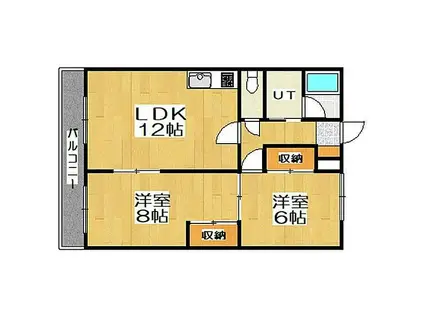 メゾンドホーク(2LDK/2階)の間取り写真