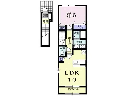 グレイス(1LDK/2階)の間取り写真