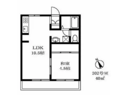 祐天寺コートハウス(1LDK/2階)の間取り写真