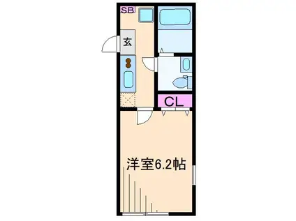 グランジュテ港北高田(1K/1階)の間取り写真