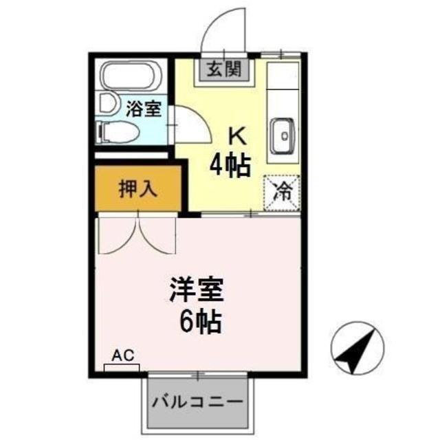 コーポ下賀茂(1K/1階)の間取り写真