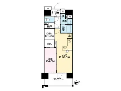 レーベン姫路本町(1SLDK/14階)の間取り写真