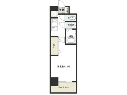 ララプレイスOSAKADOMECITYフトゥーロ(1K/11階)の間取り写真