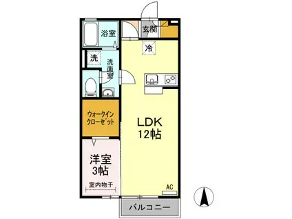 フルジェンテ太田II(1LDK/2階)の間取り写真