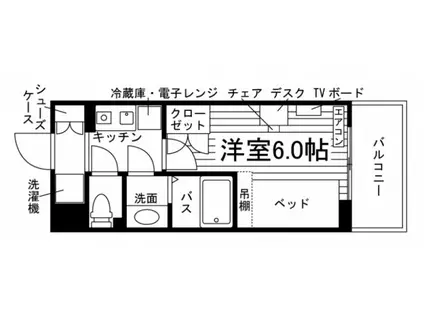 学生会館 BLANCANVAS北山大宮(1K/1階)の間取り写真