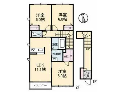 ドリーミオ C棟(3LDK/2階)の間取り写真