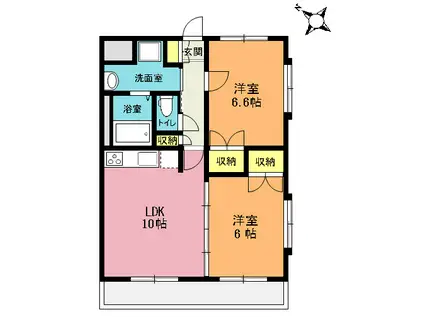 マルイチパラッツォエスト(2LDK/2階)の間取り写真