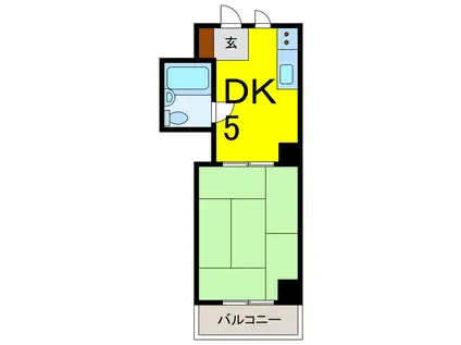 アーバンハイム東(1DK/6階)の間取り写真