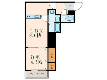 クレシア戸畑駅前(1LDK/1階)の間取り写真