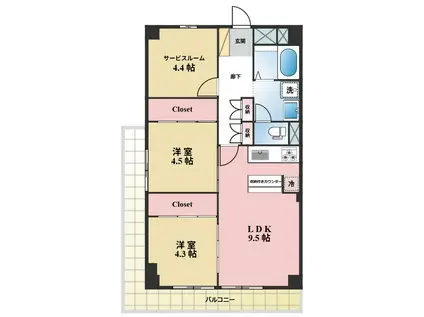 大森パークハイツ(2SLDK/13階)の間取り写真
