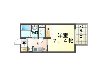 クレ・リジェール(1K/2階)の間取り写真