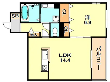 ベルメゾン福田(1LDK/1階)の間取り写真
