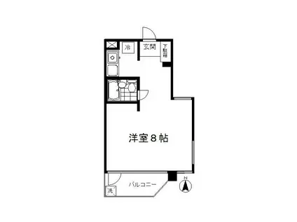 ターク・ウント・ナハト(ワンルーム/2階)の間取り写真