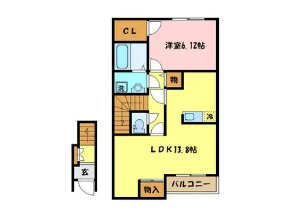 ヴィラコンフォーレ(1LDK/2階)の間取り写真