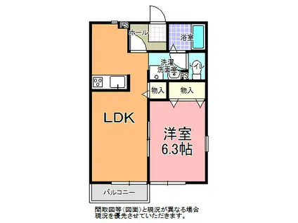 WELL VILLAけやき台 B棟(1LDK/1階)の間取り写真