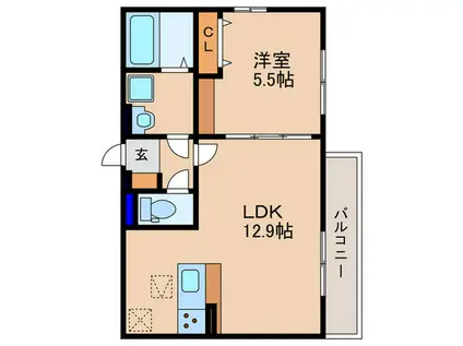 D-ROOM平井B棟(1LDK/1階)の間取り写真