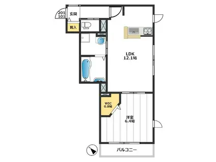 ロータス エール(1LDK/1階)の間取り写真