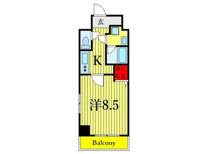 ユリカロゼ篠崎駅前(1K/9階)の間取り写真