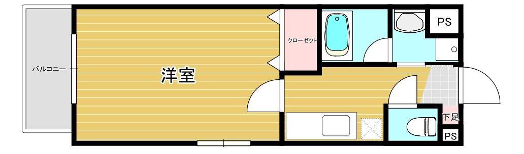 ピアホーム奥田西町(1K/1階)の間取り写真