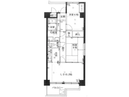ヴェルヴェシティ中央(2LDK/7階)の間取り写真