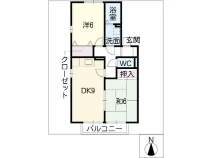 ベルドミールIIA棟(2DK/2階)の間取り写真