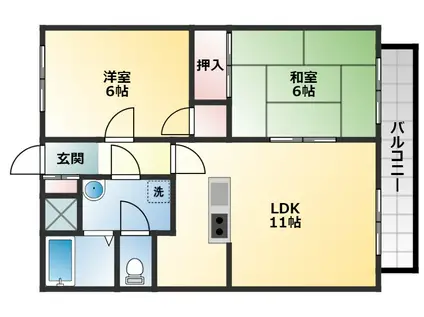 モアクレスト津村B棟(2LDK/1階)の間取り写真